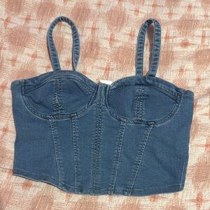 No Boundaries Blue Denim Bustier Top